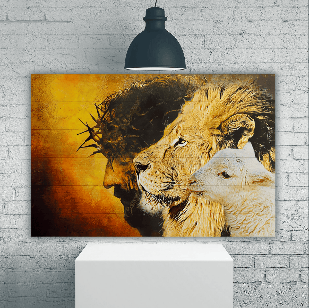 Jesus Lion Canvas Wall Art – Christian Wall Decor