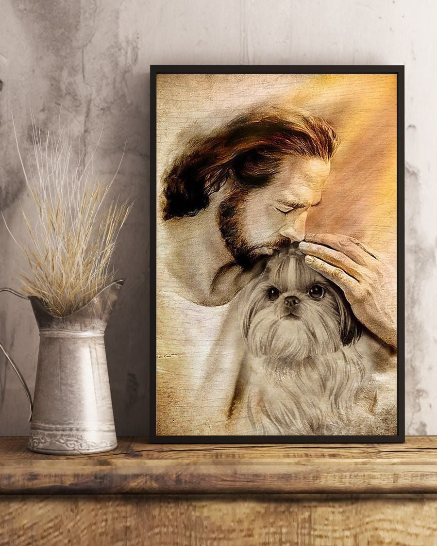 Jesus Love Shih Tzu Gift For Dog Lover Canvas Wall Art Prints