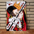 Kind And Queen Cards Canvas Wall Art - Love Couple King And Queen Canvas