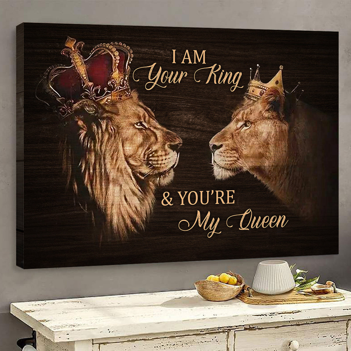 King Queen Couple Lions Canvas Wall Art – Couple Gift