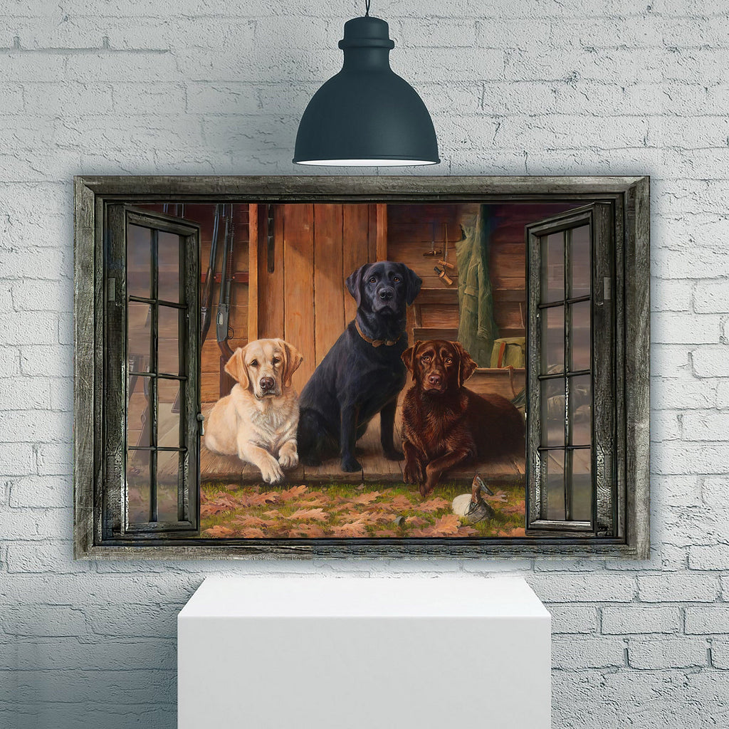 Labrador Retriever Dog By The Window Canvas Wall Art