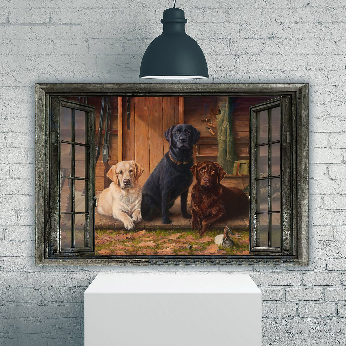 Labrador Retriever Dog By The Window Canvas Wall Art