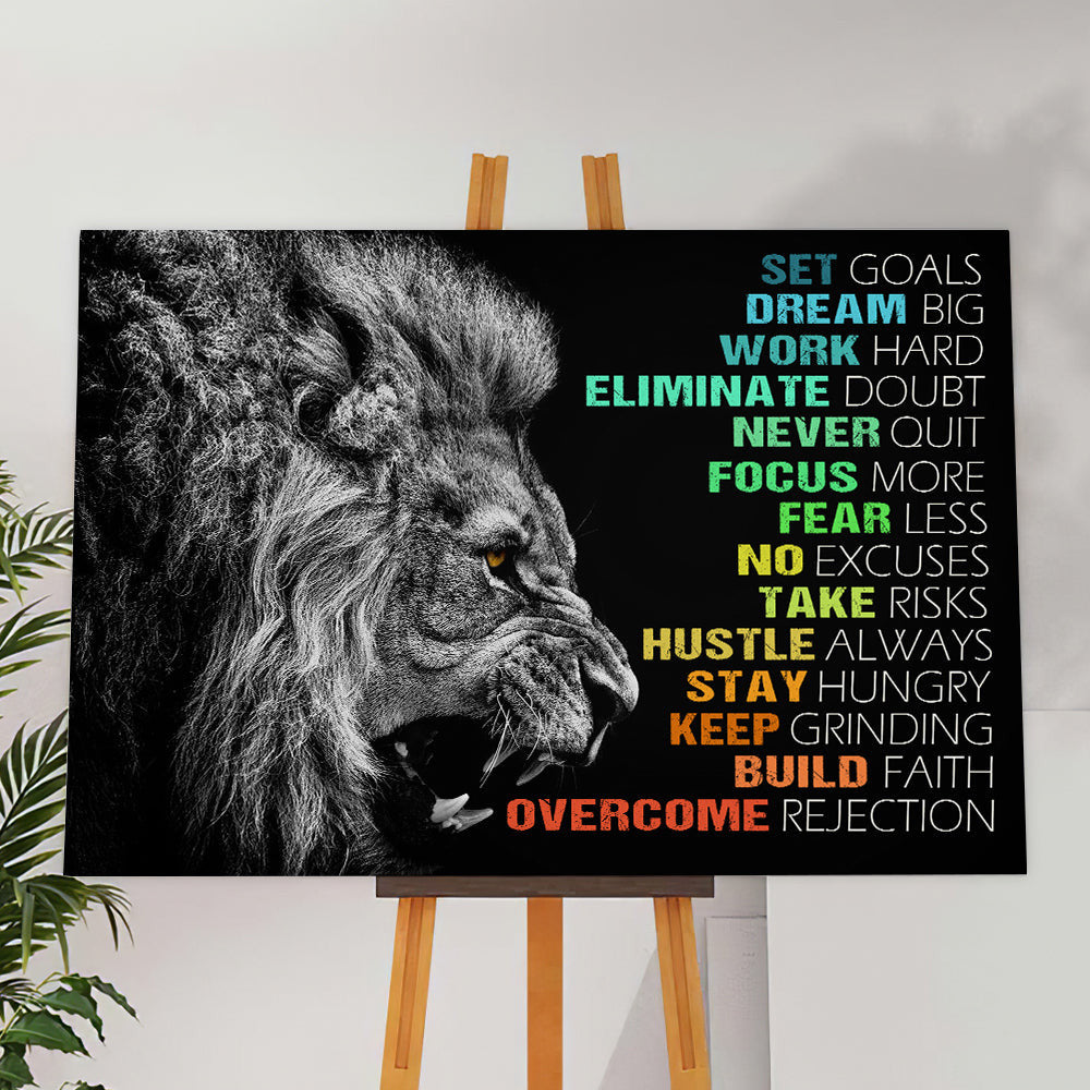 Lion Affirmation Quotes Office Canvas Wall Art