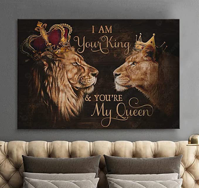 Lion I Am Your King My Queen Couple Canvas Wall Art – Couple Gift