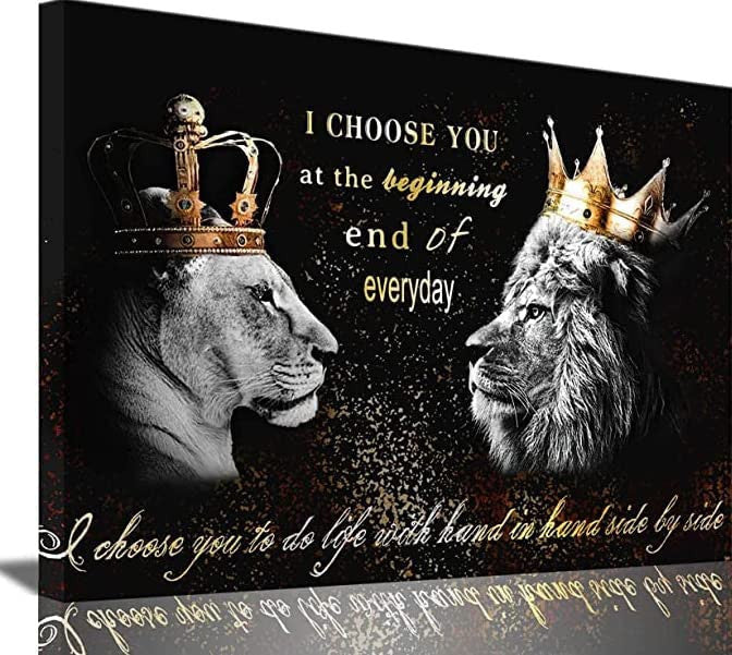 Lion King and Queen Couple I Choose You Canvas Wall Art Prints
