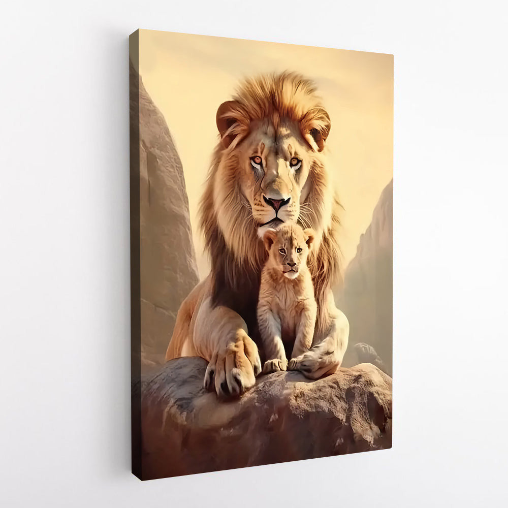 Lions Father And Son Canvas Wall Art