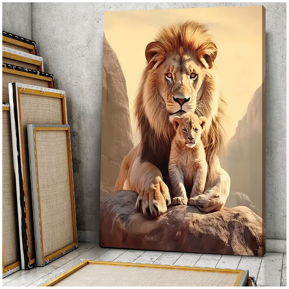Lions Father And Son Canvas Wall Art