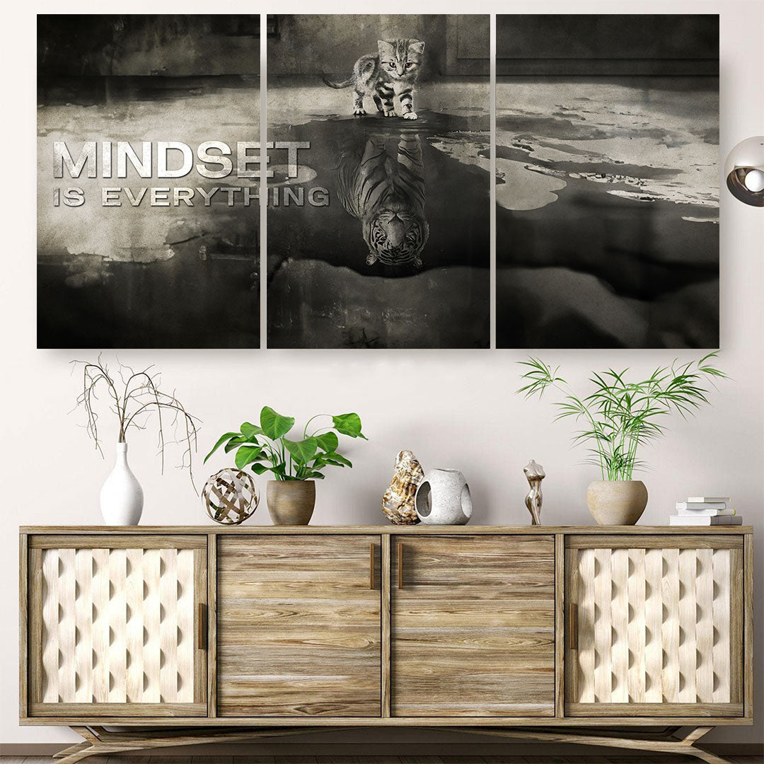 Mindset I Everything Motivational Set of 3 Canvas Wall Art