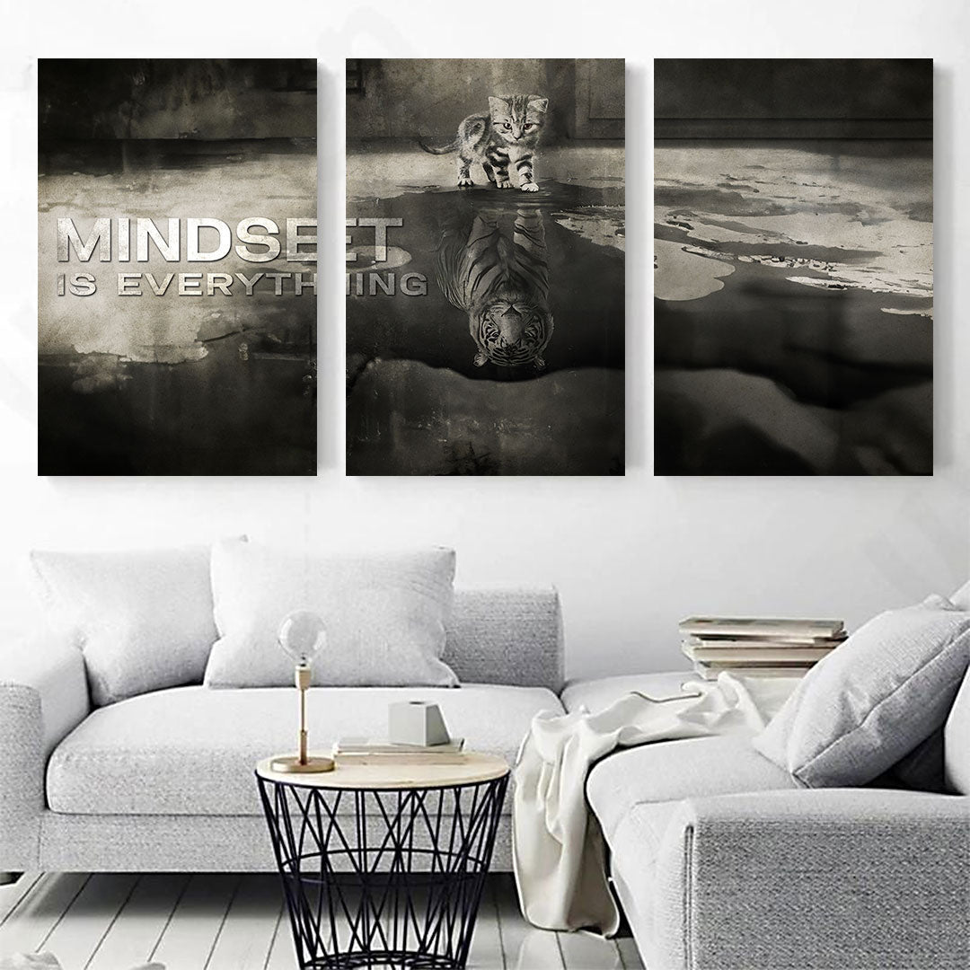 Mindset I Everything Motivational Set of 3 Canvas Wall Art