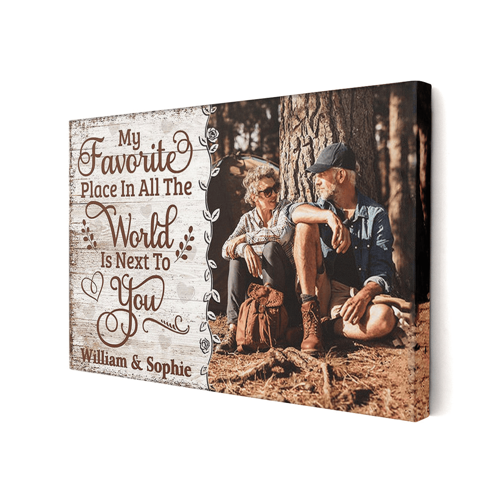My Favorite Place Is Next To You Canvas Wall Art - Quote Sign Wall Decor For Couple