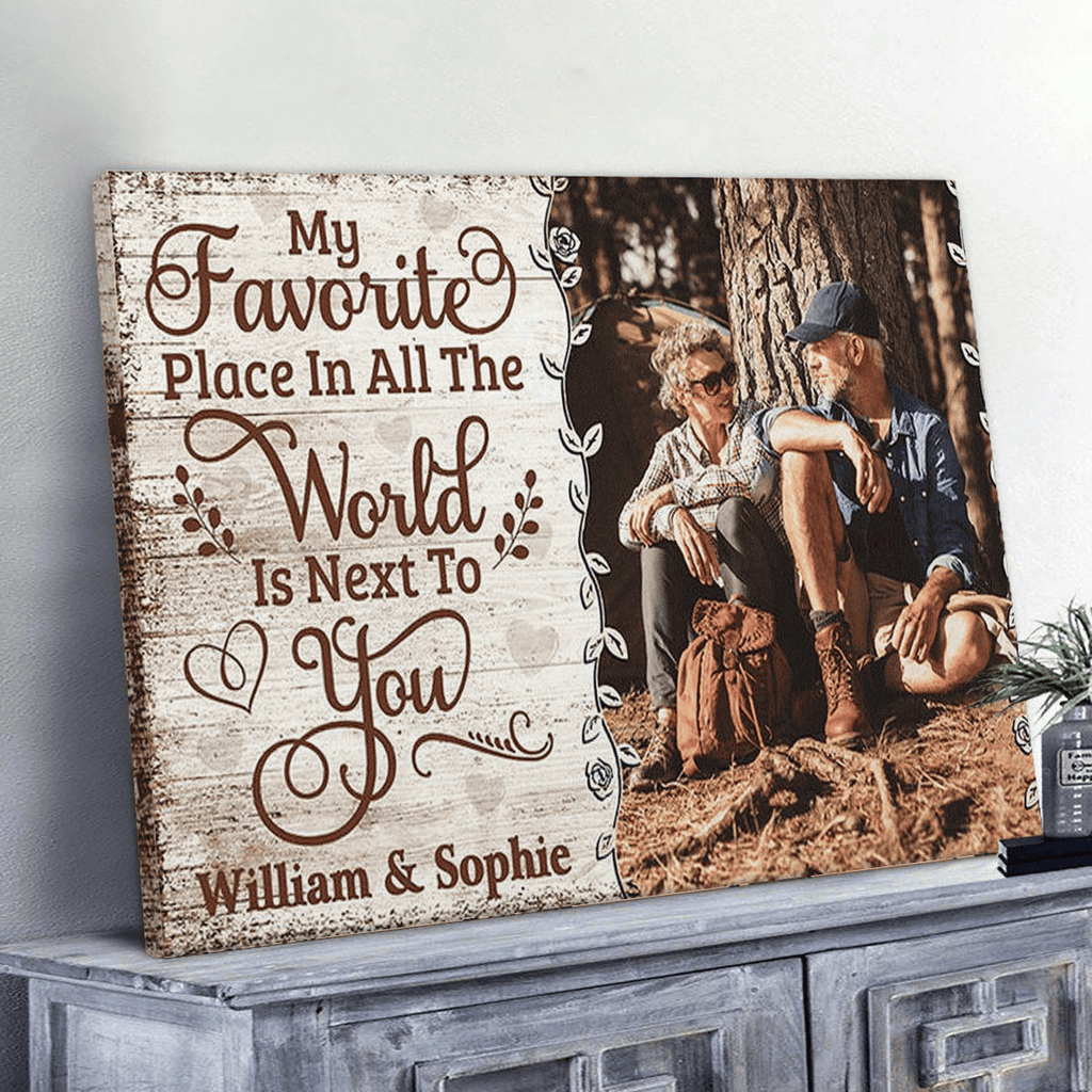 My Favorite Place Is Next To You Canvas Wall Art - Quote Sign Wall Decor For Couple