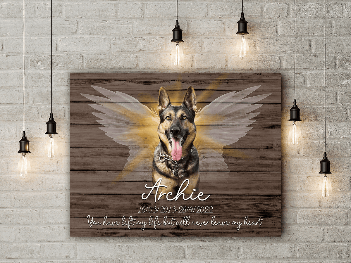Never Leave My Heart - Personalized Memorial Of Dog Canvas Wall Art Prints
