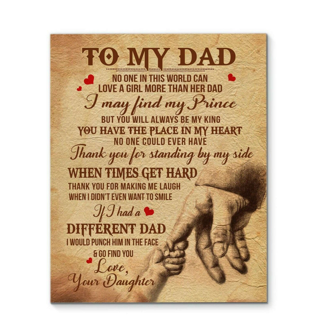 No one In This World Can Love Girl More Than Her Dad Fathers Day Canvas Wall Art Prints