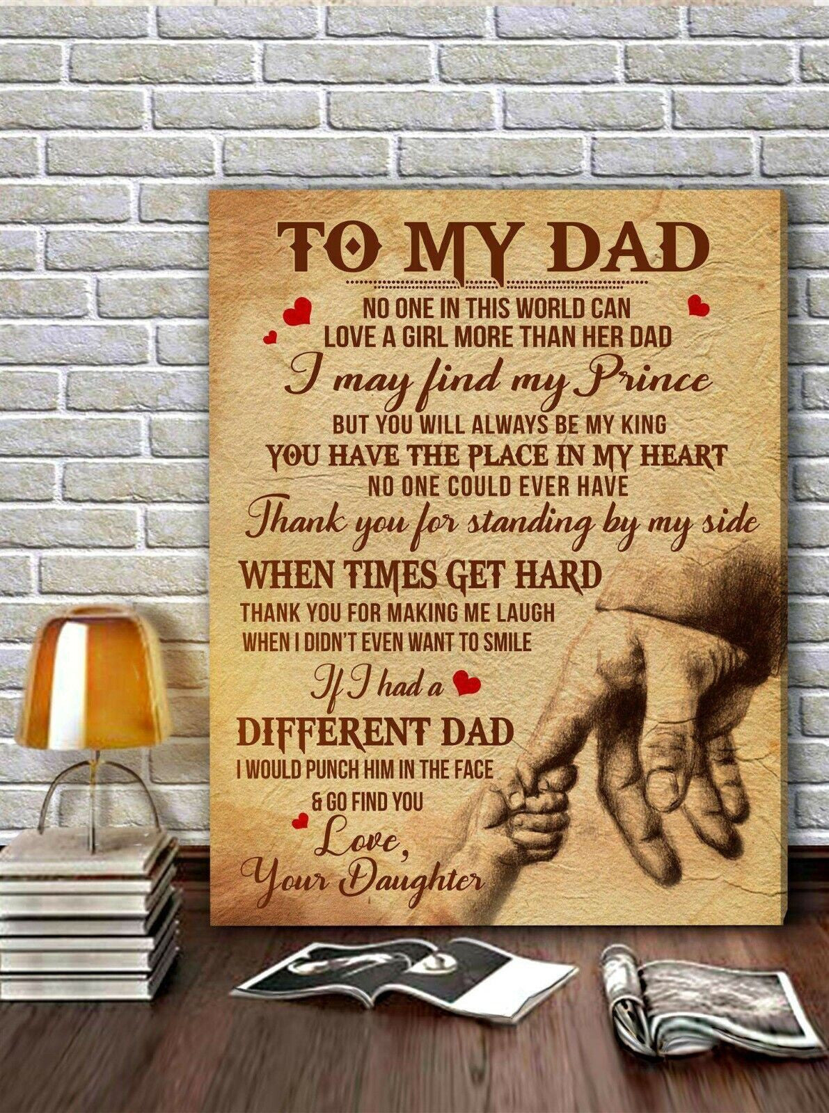 No one In This World Can Love Girl More Than Her Dad Fathers Day Canvas Wall Art Prints