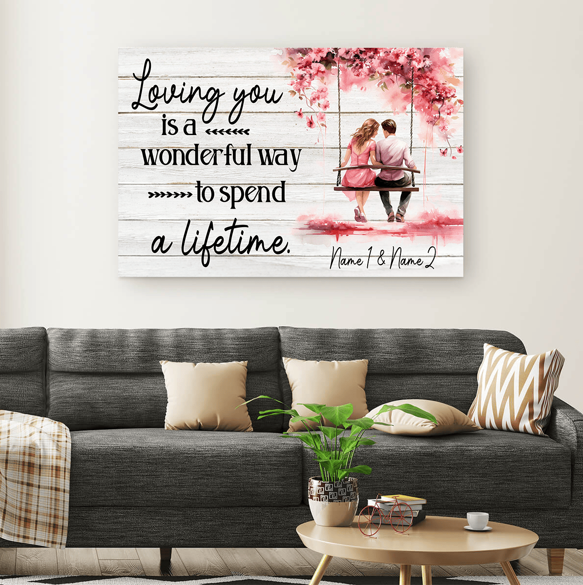 Perconalized Loving You - A Wonderful Way To Spend A Lifetime Canvas Wall Art - Couple Canvas, Love Canvas