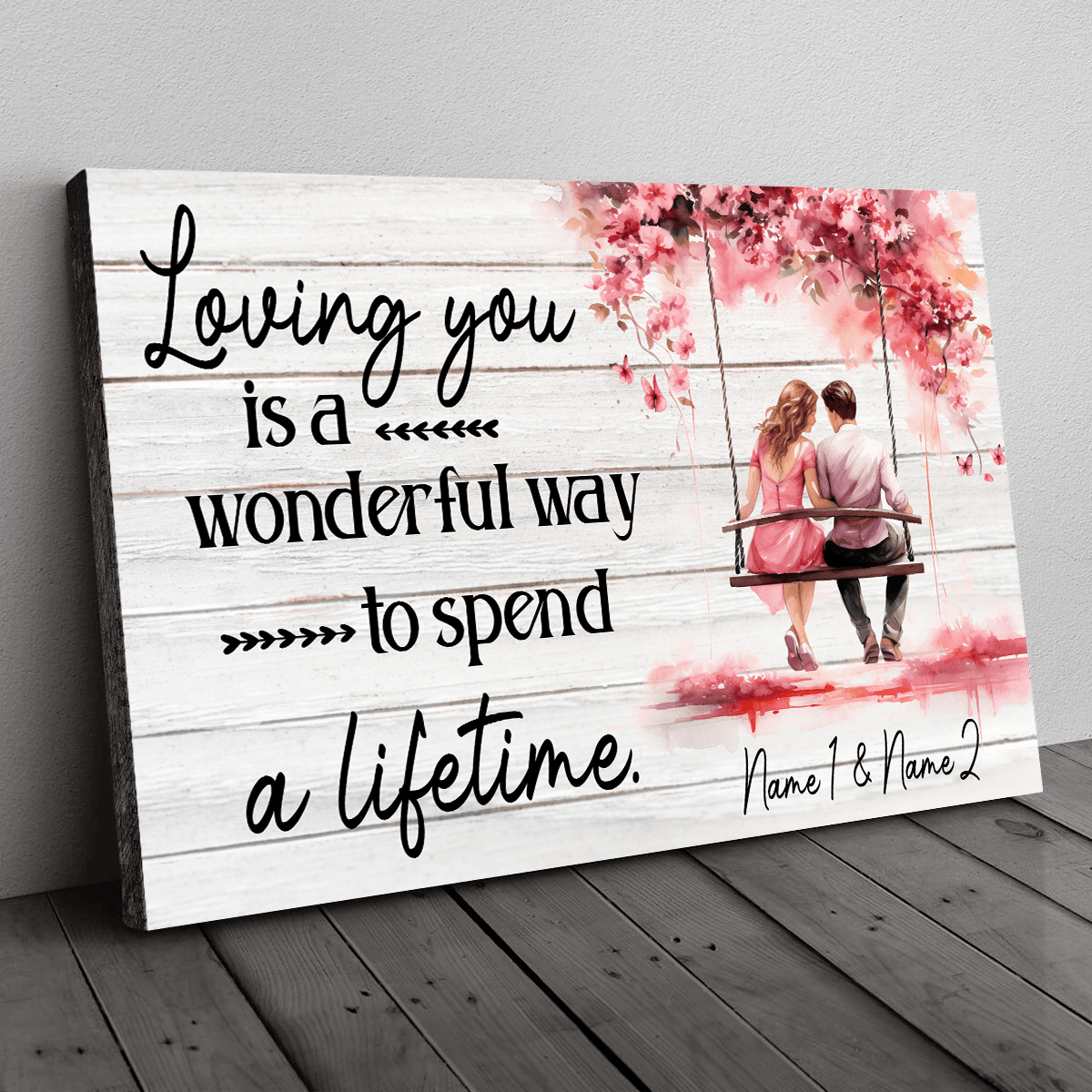 Perconalized Loving You - A Wonderful Way To Spend A Lifetime Canvas Wall Art - Couple Canvas, Love Canvas