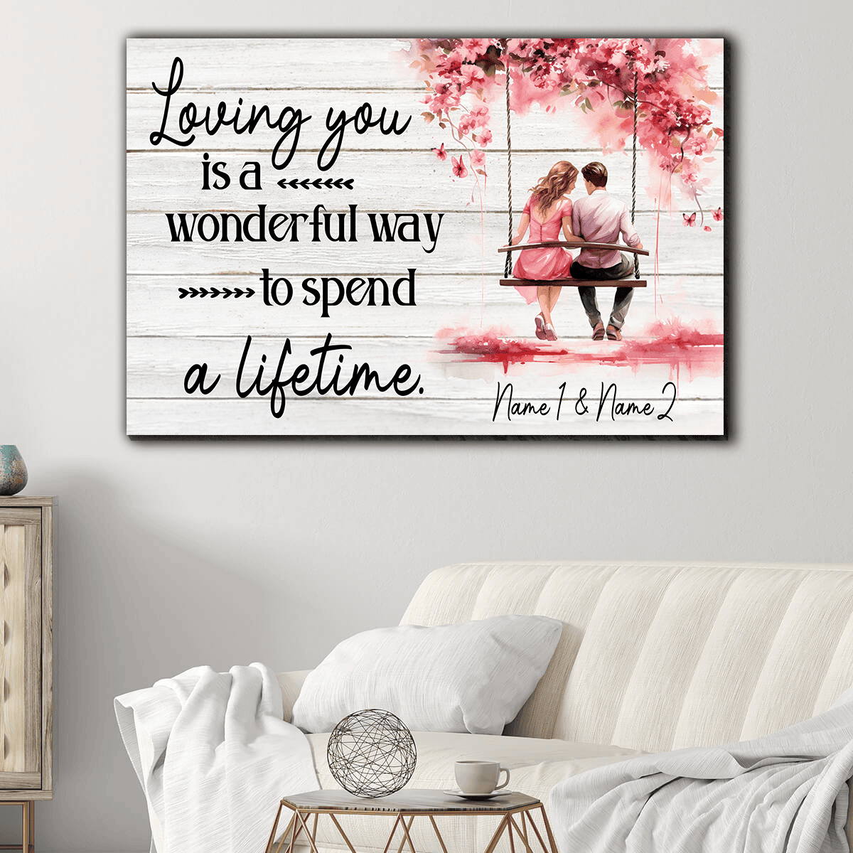 Perconalized Loving You - A Wonderful Way To Spend A Lifetime Canvas Wall Art - Couple Canvas, Love Canvas