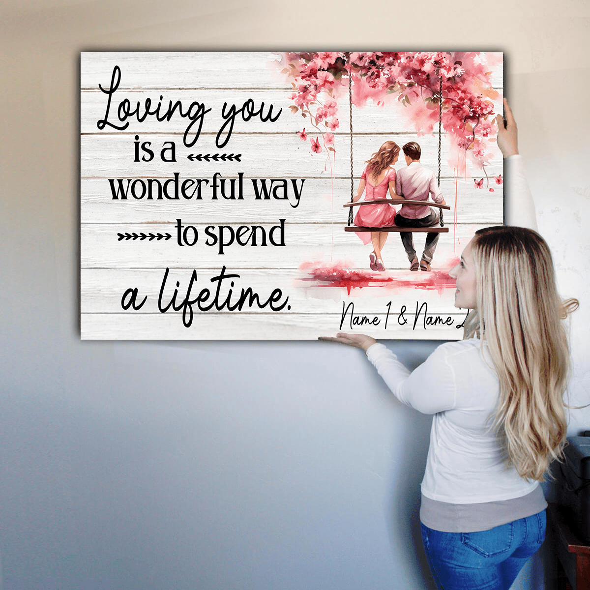 Perconalized Loving You - A Wonderful Way To Spend A Lifetime Canvas Wall Art - Couple Canvas, Love Canvas