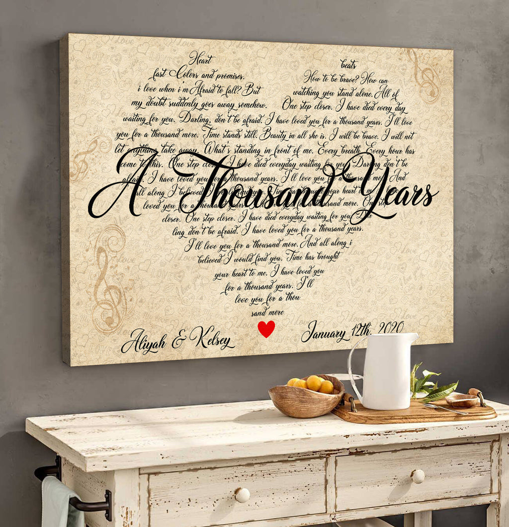 Personalized A Thousand Years - Love Song Canvas Wall Art Prints