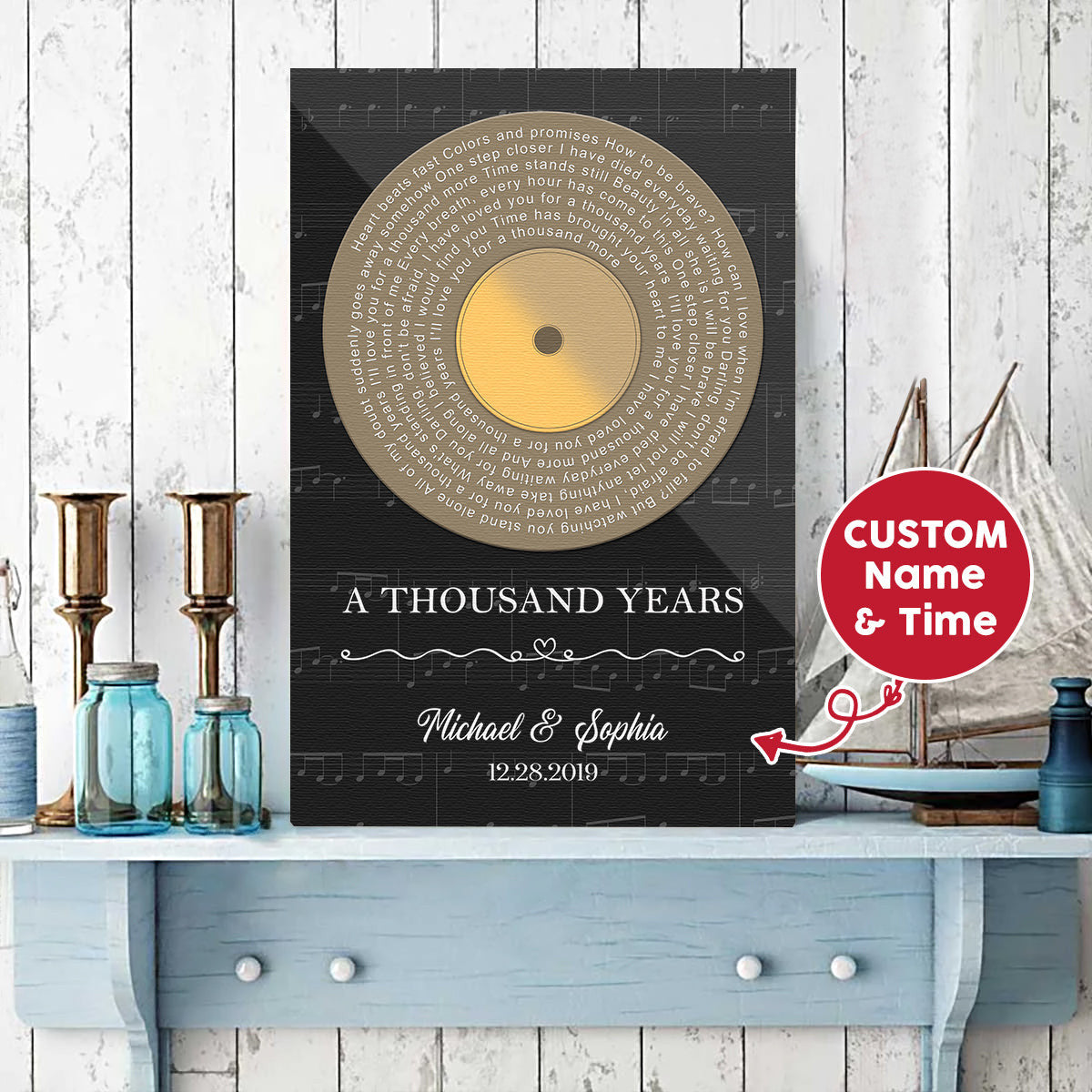 Personalized A Thousand Years Love Song Vinyl Record Canvas Wall Art