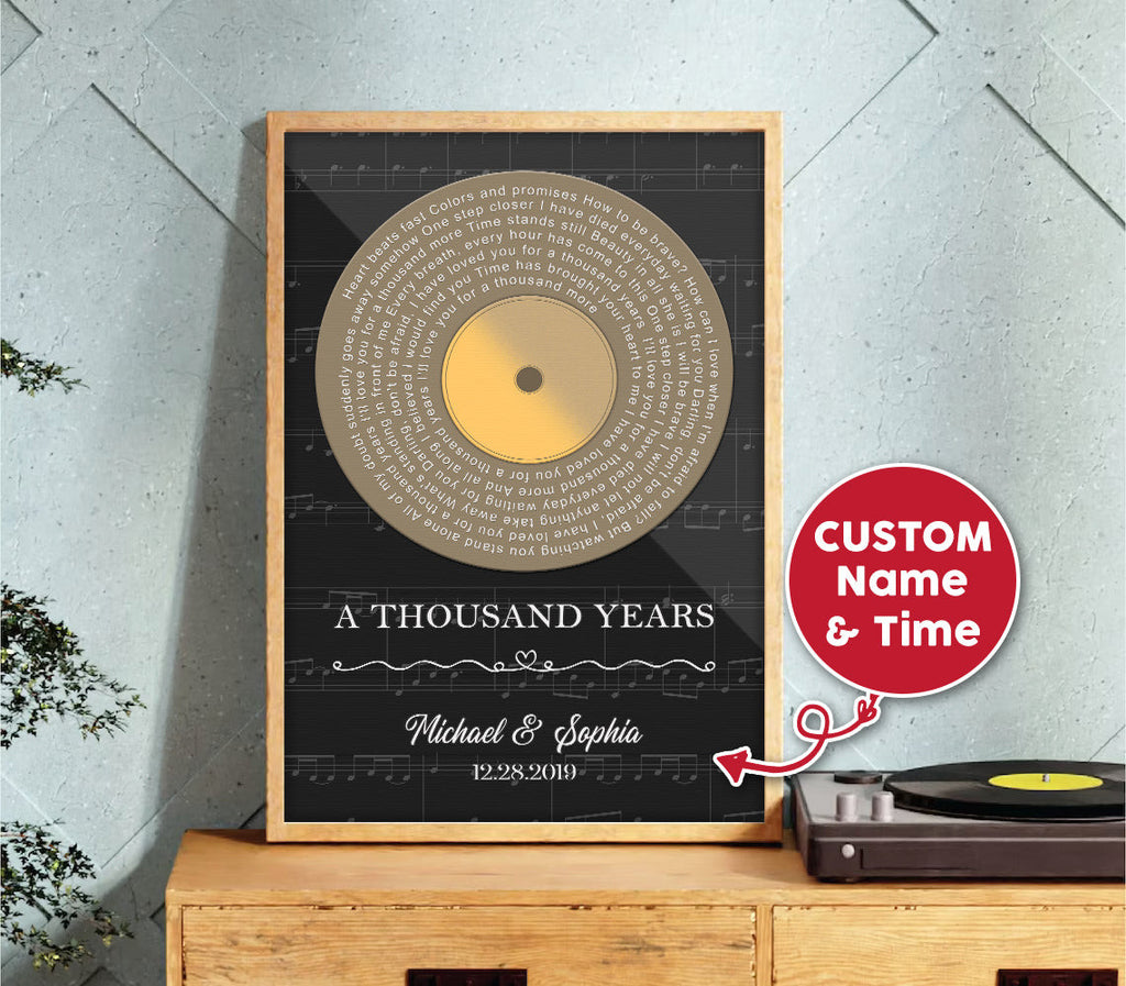 Personalized A Thousand Years Love Song Vinyl Record Canvas Wall Art