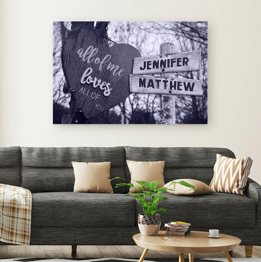 Personalized All Of Me Loves Of You Canvas Wall Art - Gift for Couple