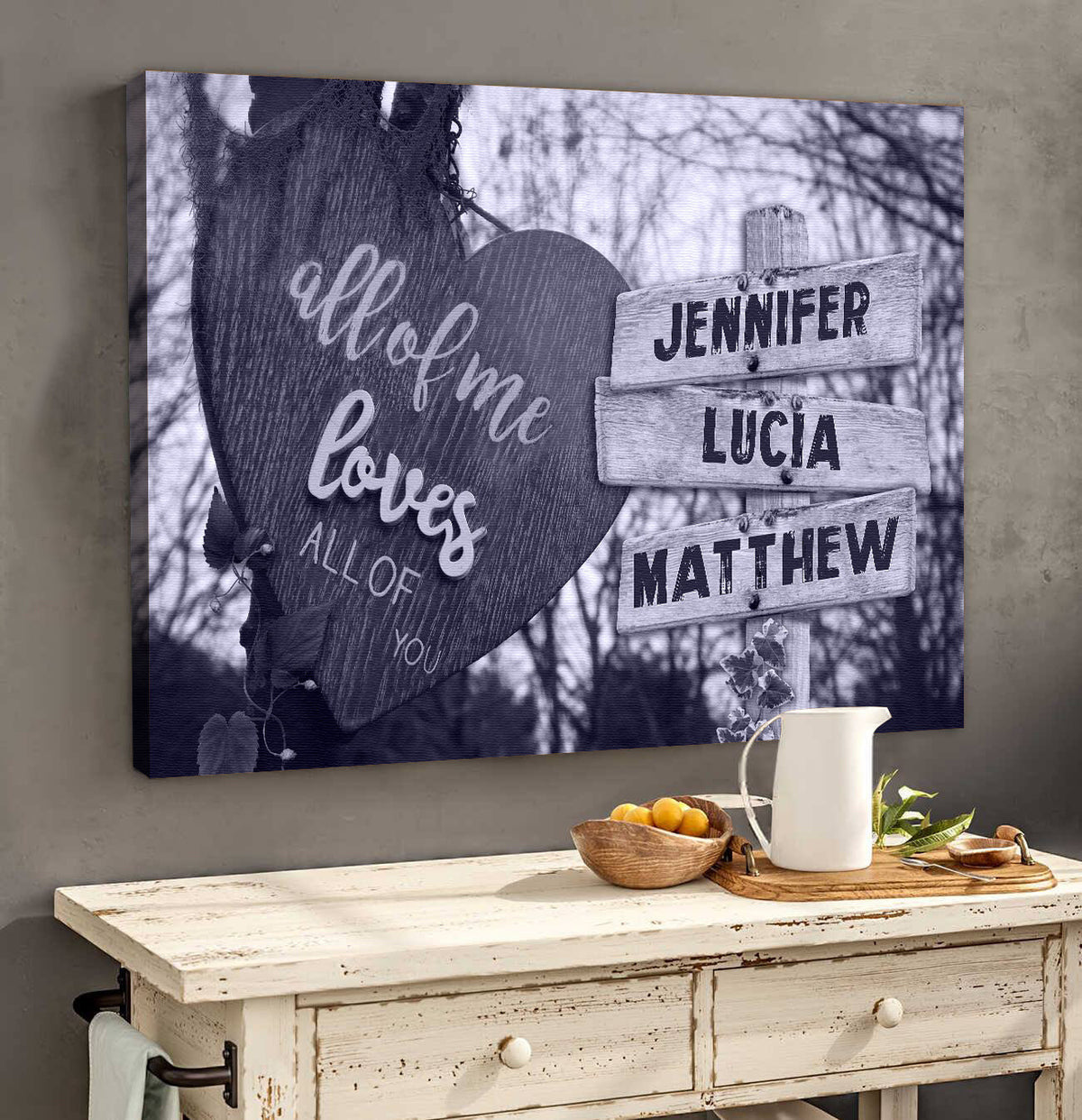 Personalized All Of Me Loves Of You Canvas Wall Art - Gift for Couple