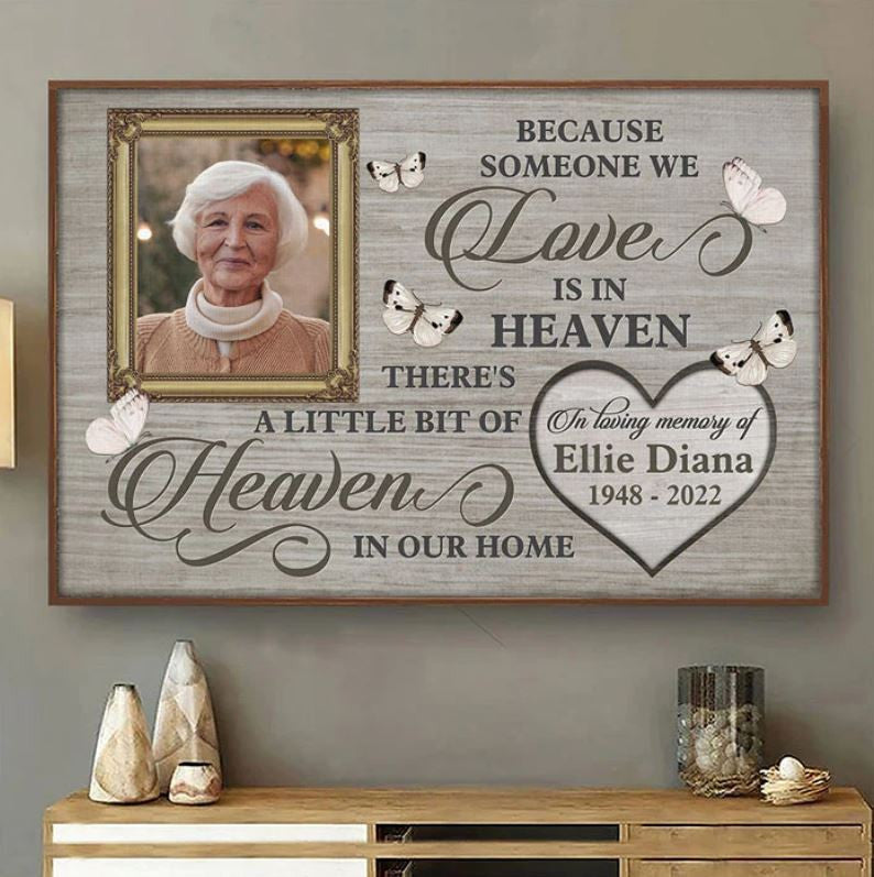 Personalized Because Someone We Love Is In Heaven Canvas Wall Art