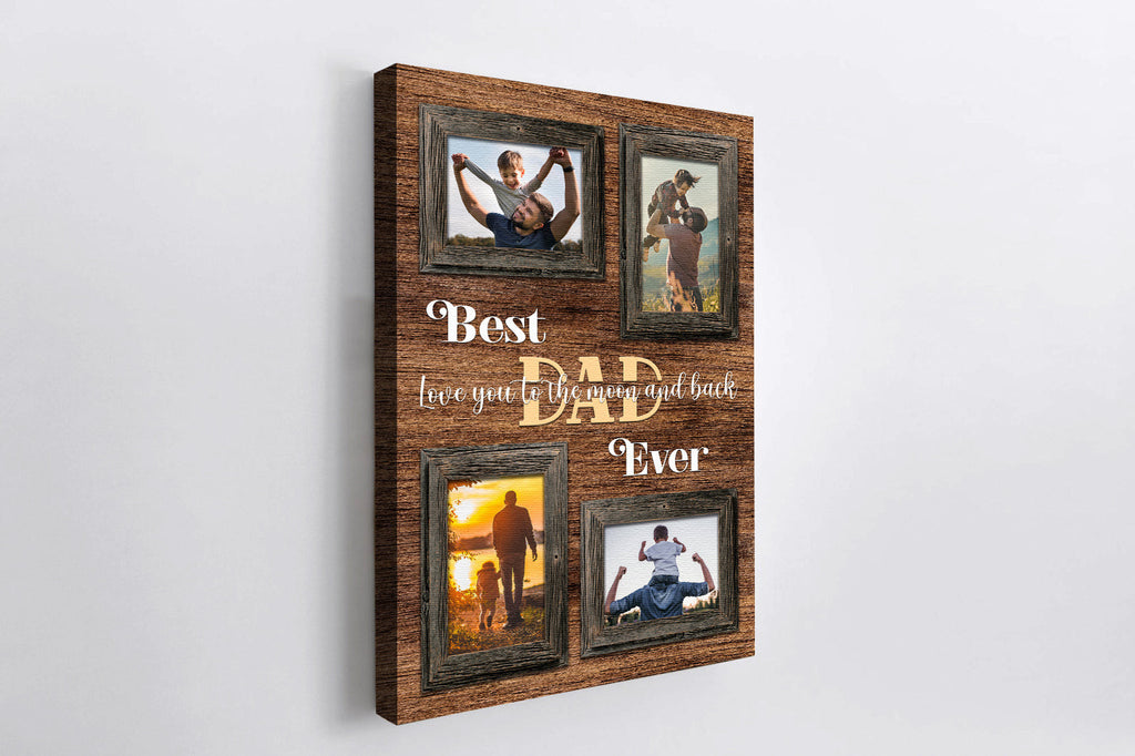 Personalized Best Dad Ever I Love You To Moon And Back Fathers Day Canvas Wall Art Prints