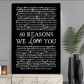 Personalized Birthday Gift 60 Reasons We Love You Canvas Wall Art