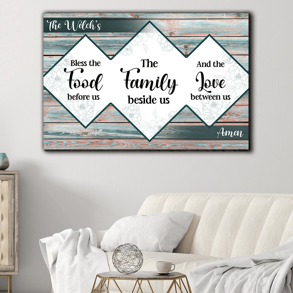 Personalized Bless The Food Family Love Canvas Wall Art - Family Canvas