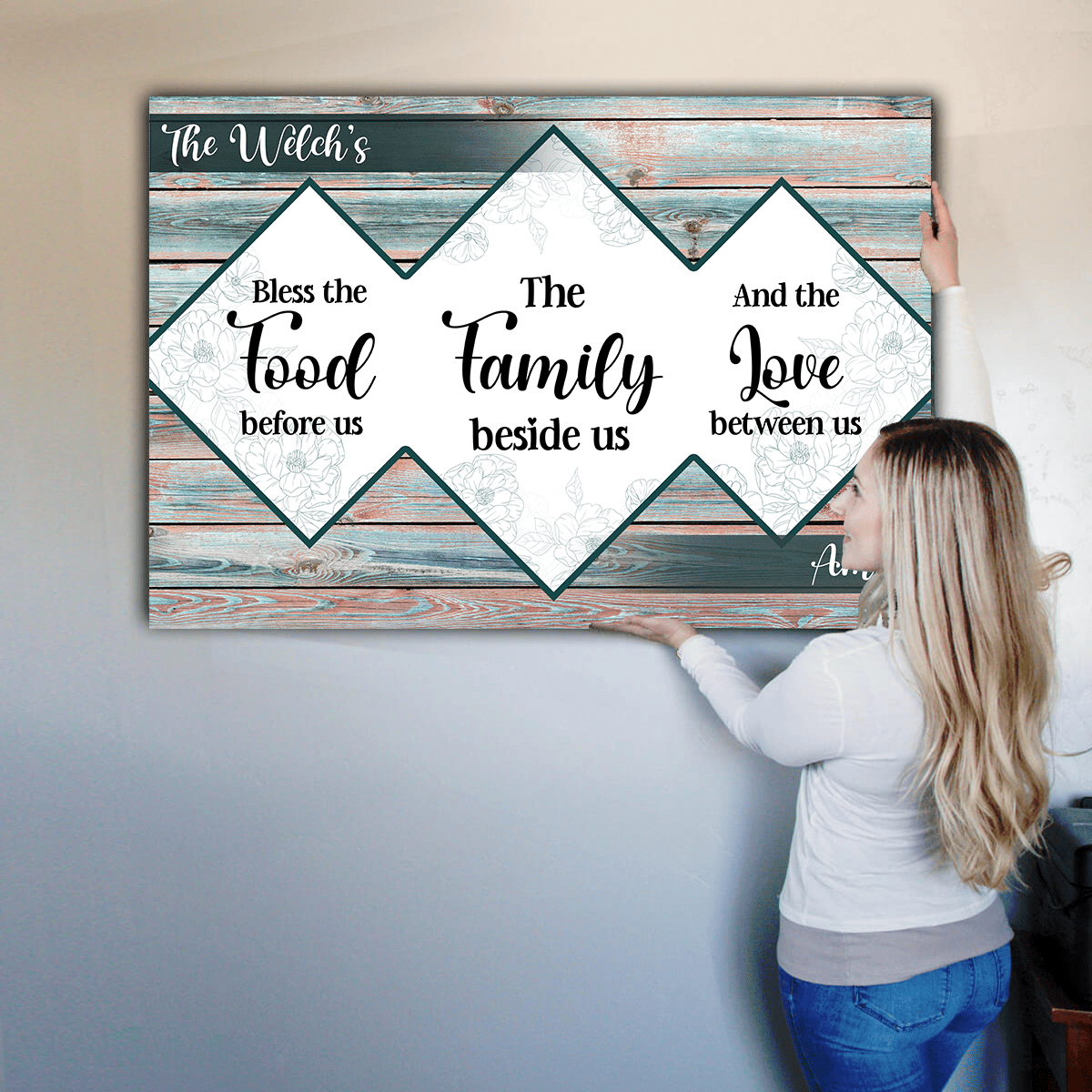 Personalized Bless The Food Family Love Canvas Wall Art - Family Canvas