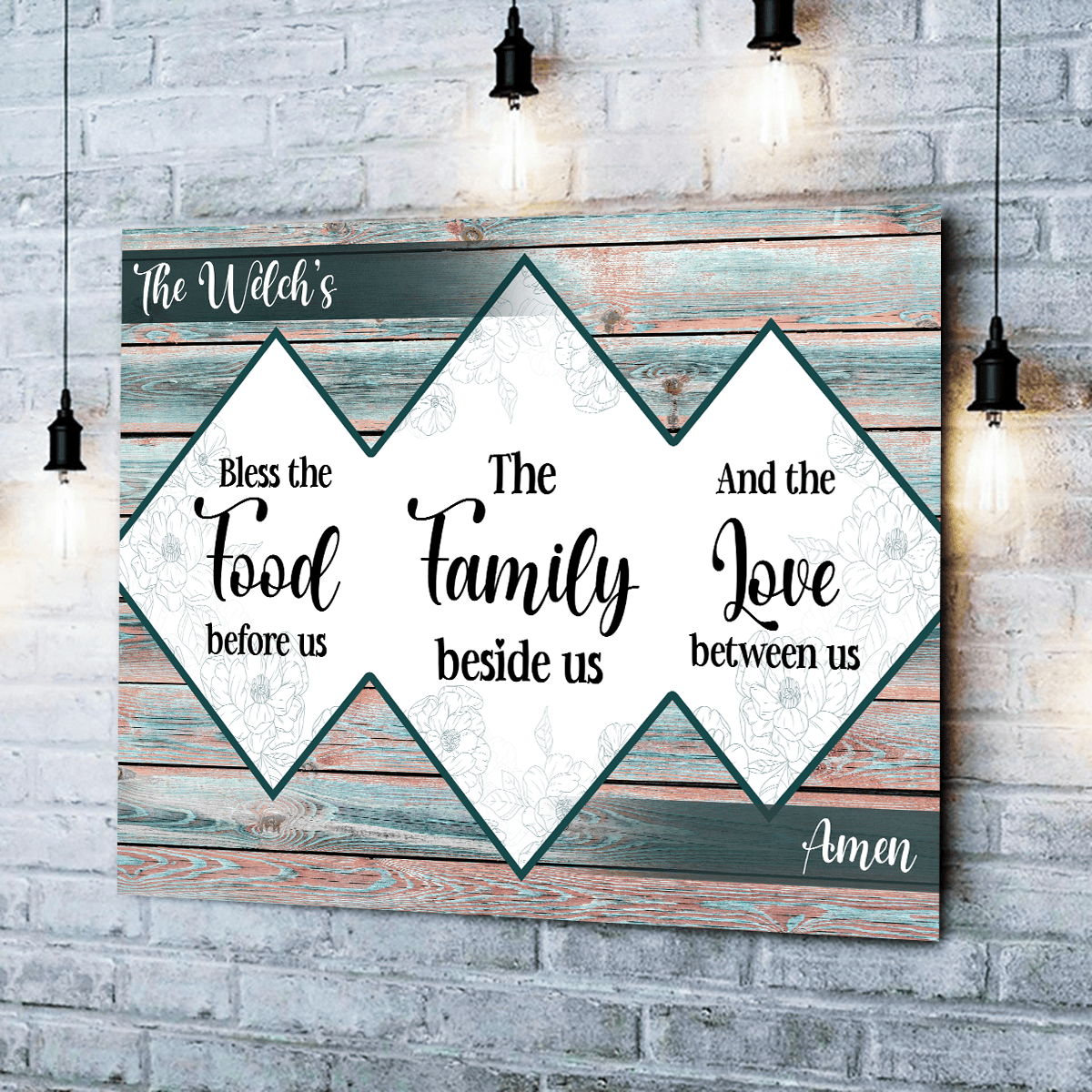 Personalized Bless The Food Family Love Canvas Wall Art - Family Canvas