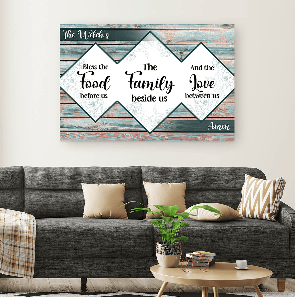 Personalized Bless The Food Family Love Canvas Wall Art - Family Canvas