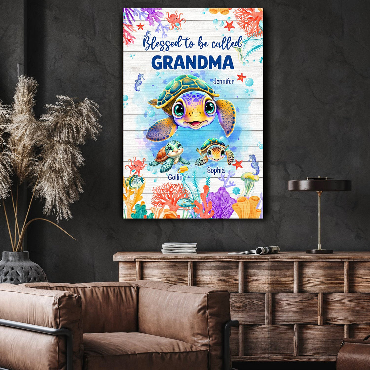 Personalized Blessed To Be Call Grandma Canvas Wall Art - Gift for Mothers Day