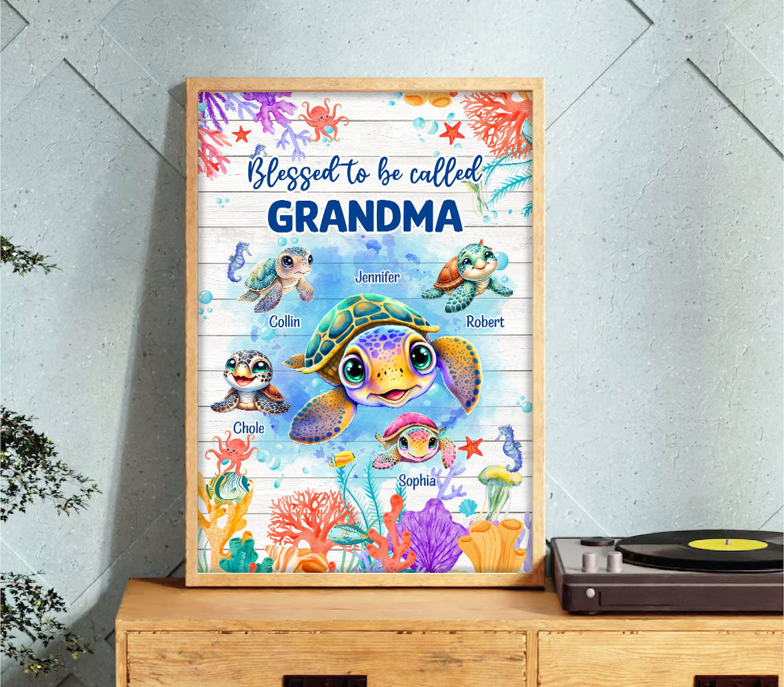 Personalized Blessed To Be Call Grandma Canvas Wall Art - Gift for Mothers Day