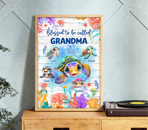 Personalized Blessed To Be Called Grandma Canvas Wall Art – Gift for Mom