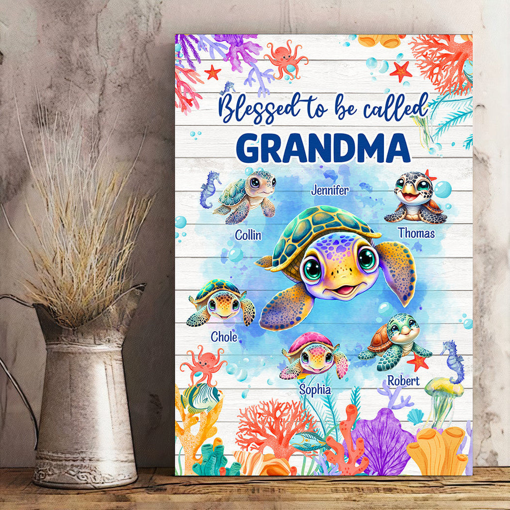Personalized Blessed To Be Call Grandma Canvas Wall Art - Gift for Mothers Day
