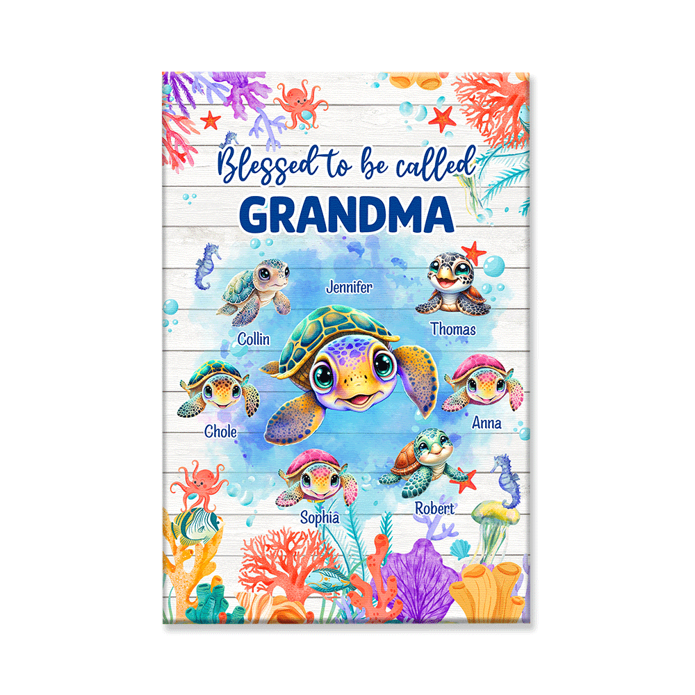 Personalized Blessed To Be Call Grandma Canvas Wall Art - Gift for Mothers Day