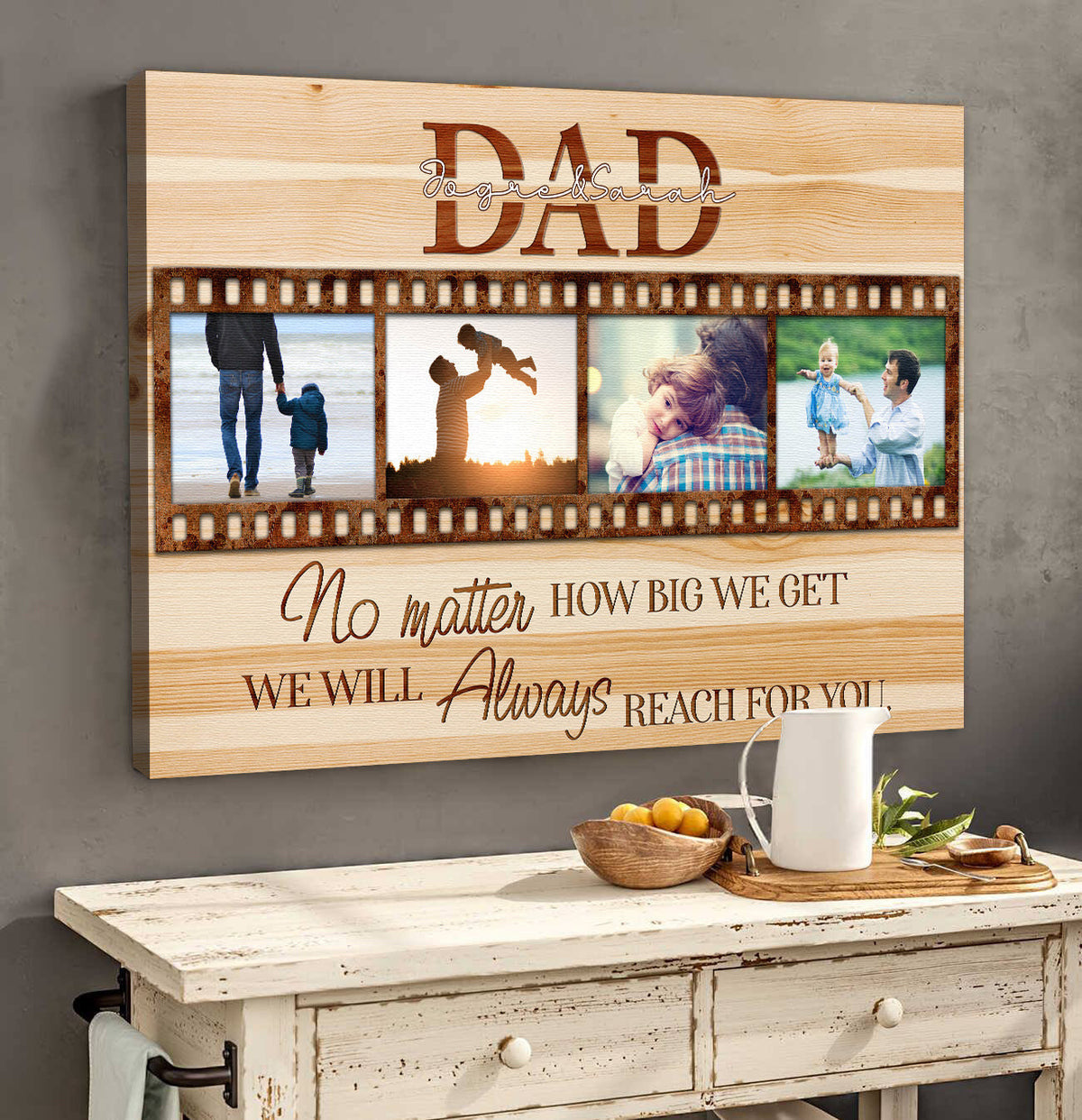 Personalized Dad No Matter How Big We Get Fathers Day Canvas Wall Art Prints