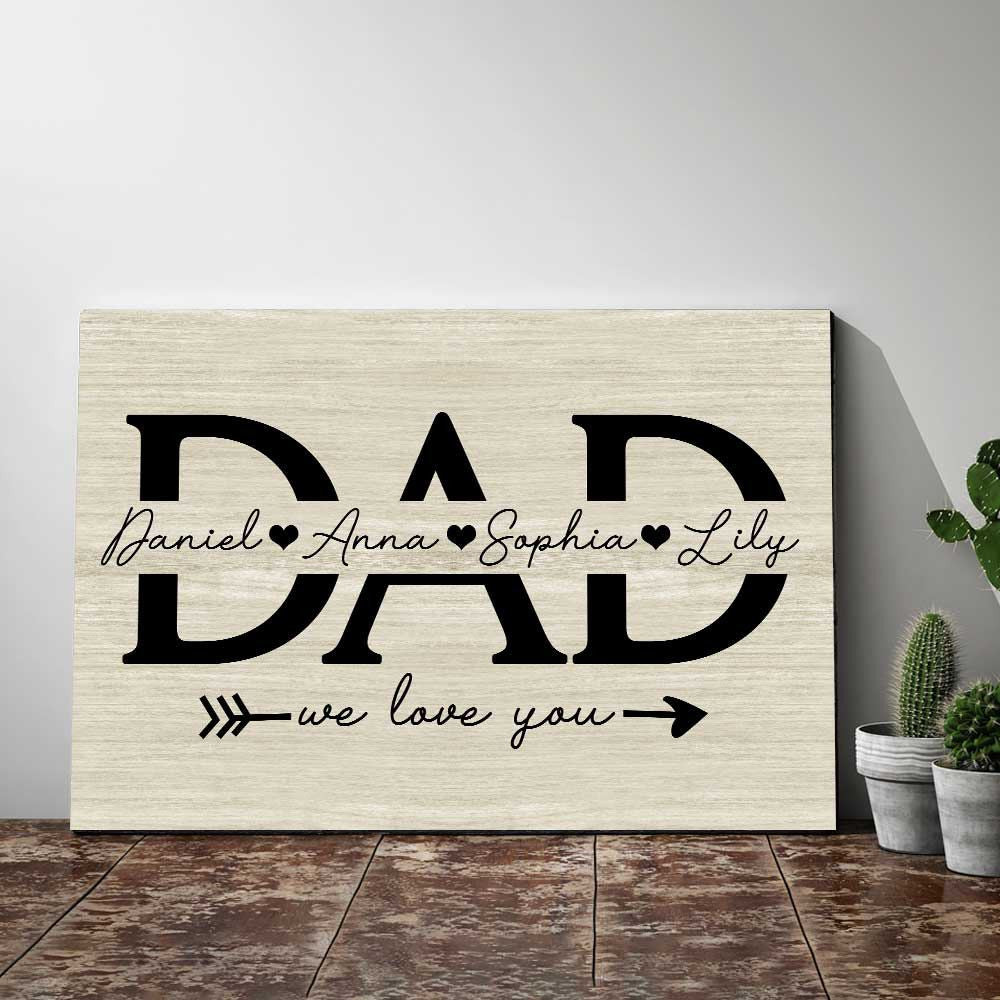 Personalized Dad We Love You For Fathers Day Canvas Wall Art