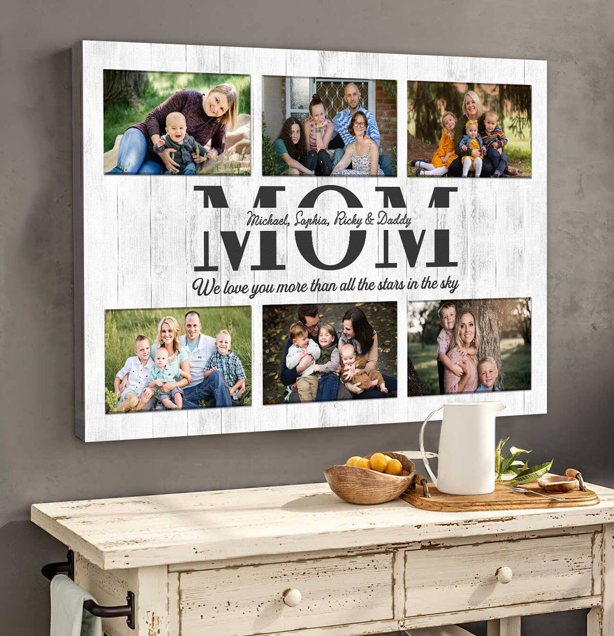 Personalized Family Canvas Wall Art - We Love You More Than All The Stars In The Sky