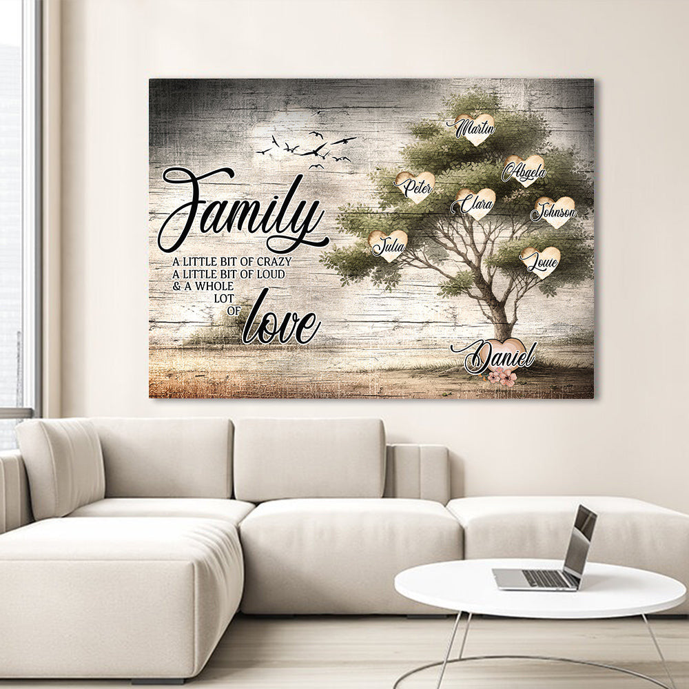Personalized Family Love Tree Canvas Wall Art