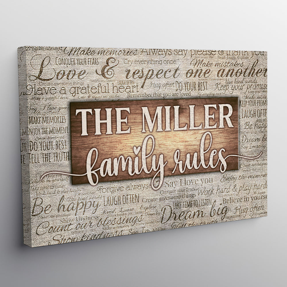 Personalized Family Rules Canvas Wall Art
