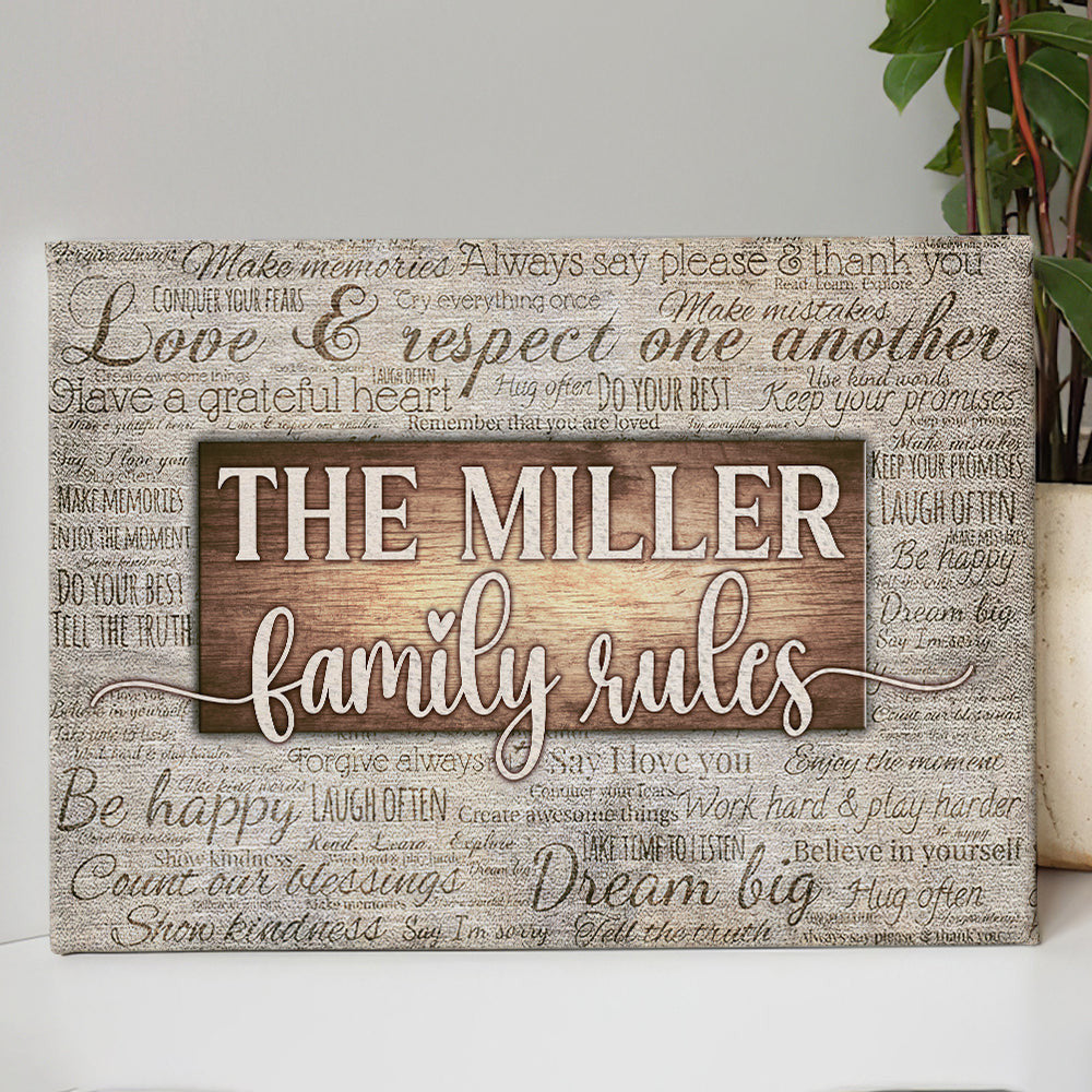 Personalized Family Rules Canvas Wall Art