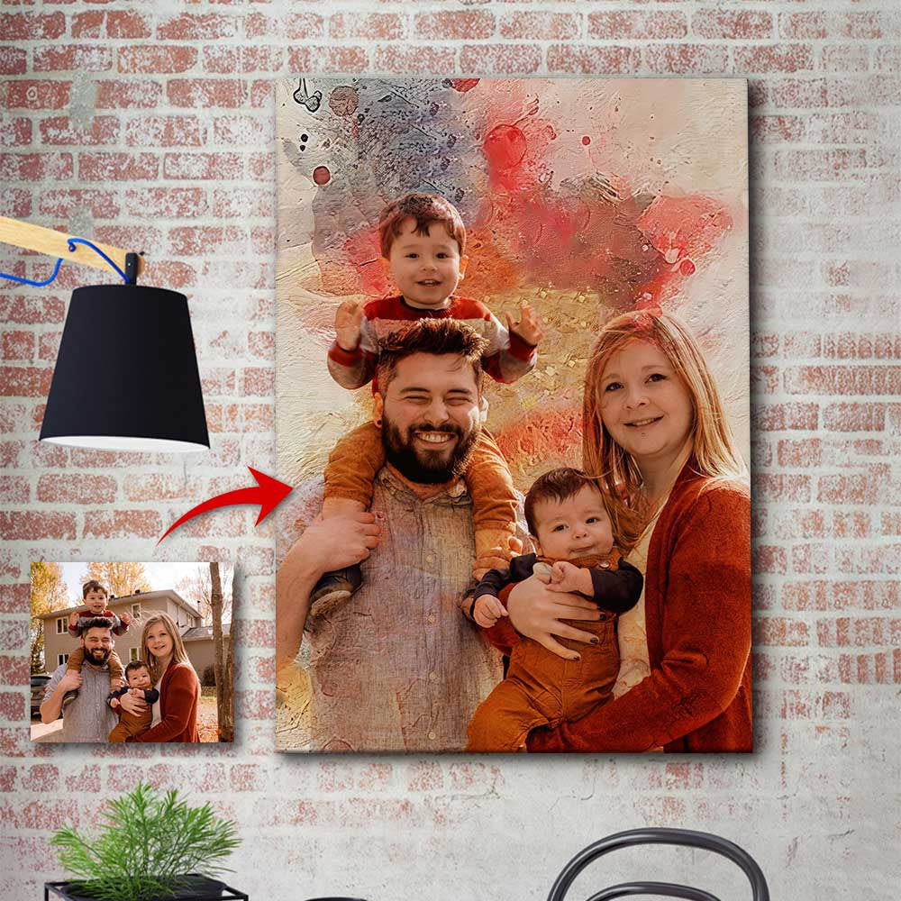 Personalized Family Watercolor Canvas Wall Art – Family Home Decor