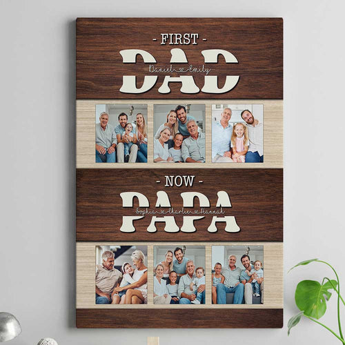Personalized First Dad Now Grandpa Canvas Wall Art – Gift for Dad