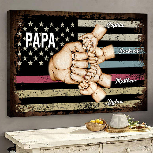 Personalized Fist Bump Dad, Papa Canvas Wall Art – Gift for Dad