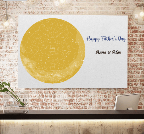 Personalized Father's Day Star Map Canvas Wall Art – Gift for Dad