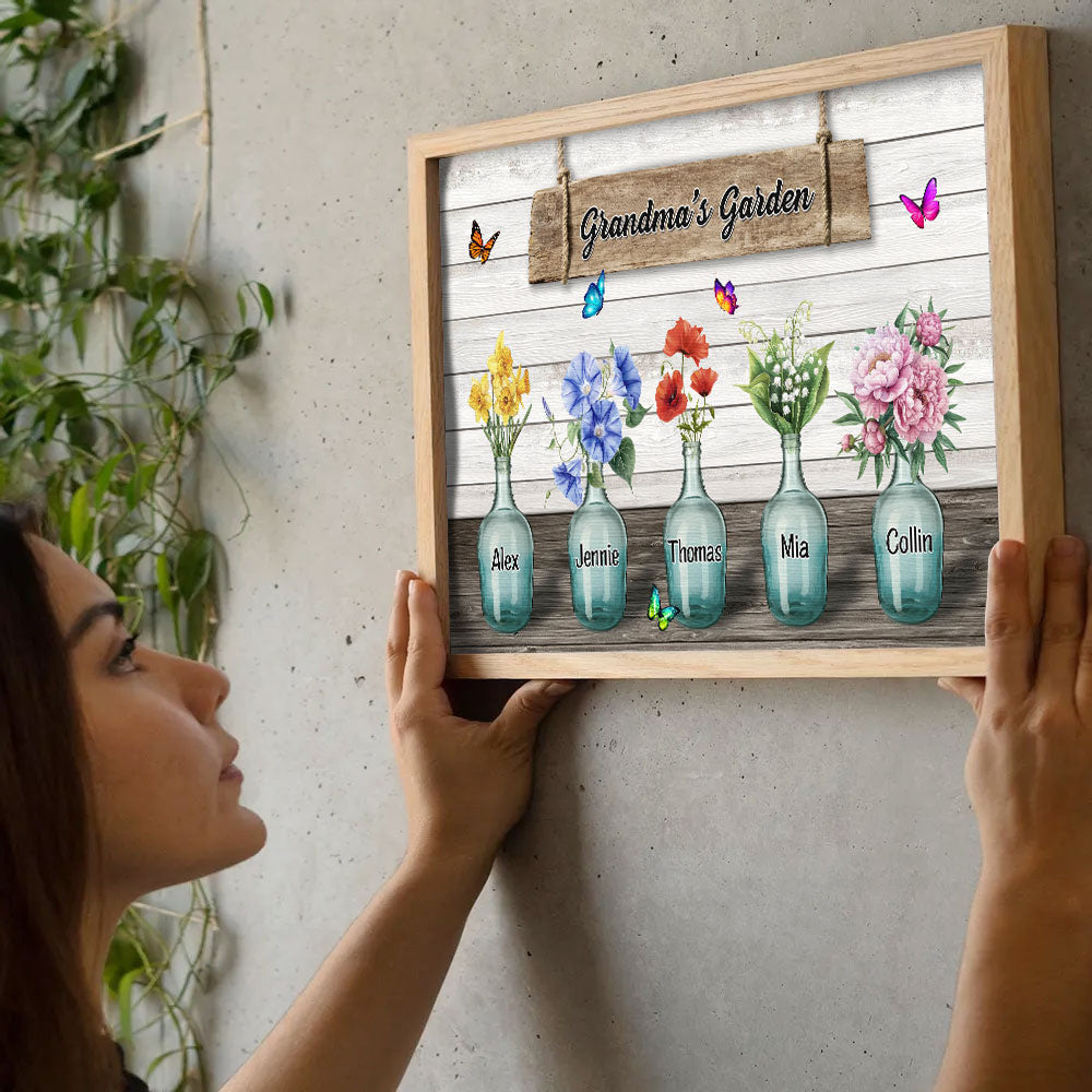Personalized Grandmas Garden Canvas Wall Art - Gift for Mothers Day